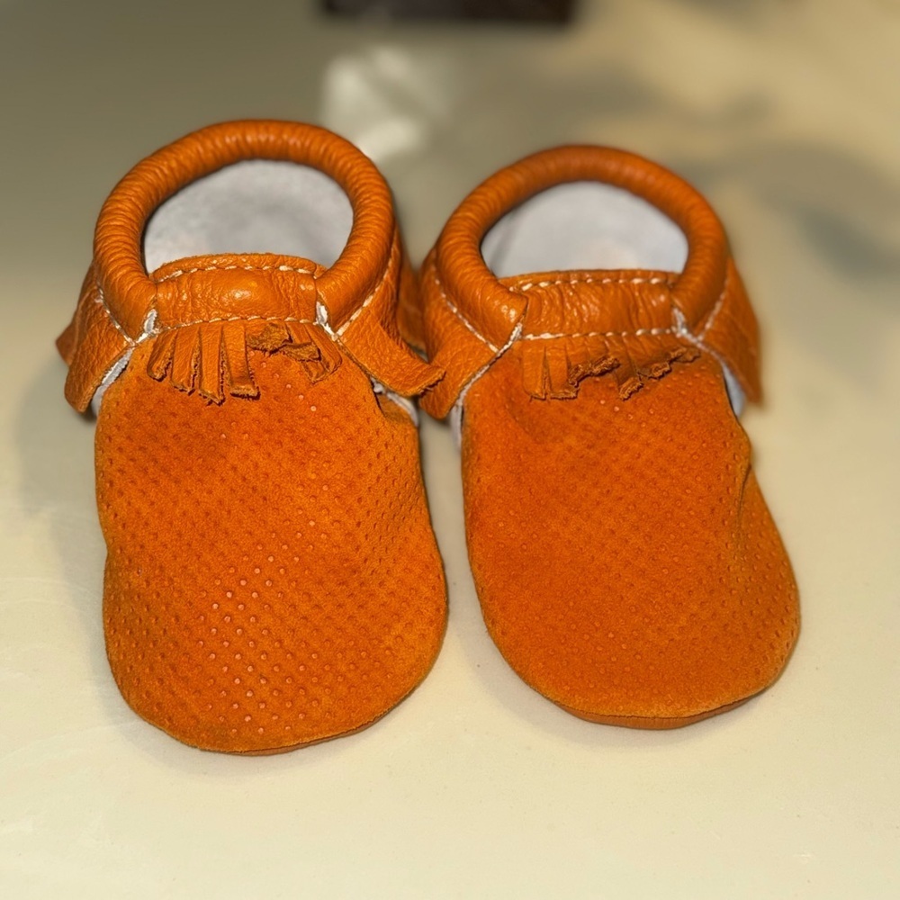 Freshly Picked Orange Moccasins with Elastic Openings